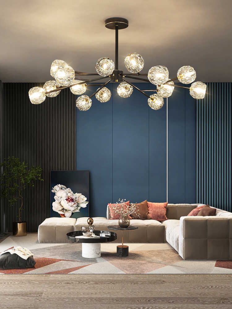 Lustra Suspension Lampe Boule en Cristal et Laiton en Grappe - Neutralighting