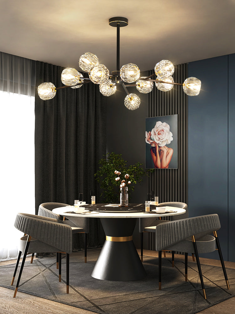 Lustra Suspension Lampe Boule en Cristal et Laiton en Grappe - Neutralighting