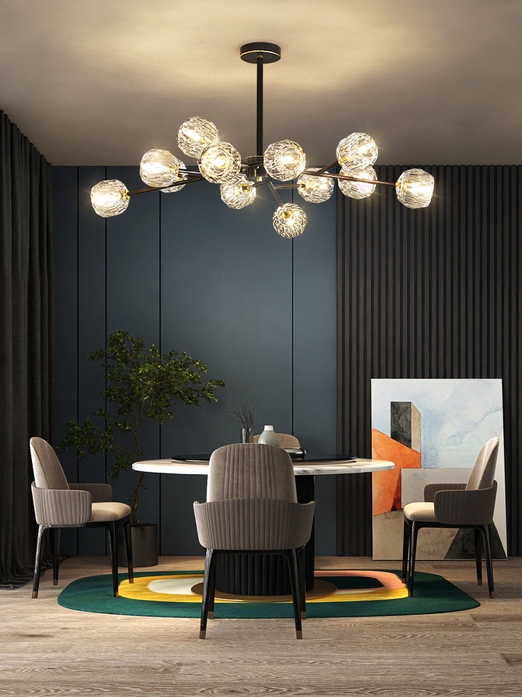 Lustra Suspension Lampe Boule en Cristal et Laiton en Grappe - Neutralighting