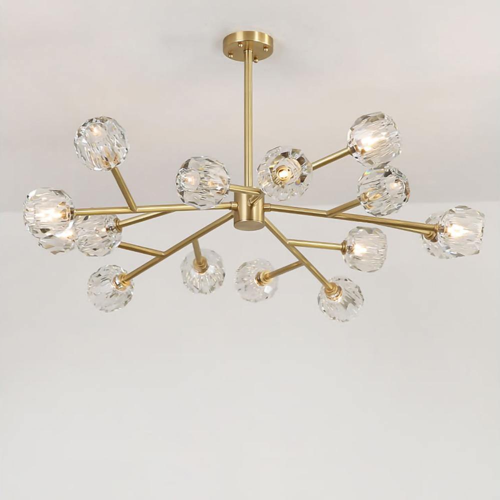 Lustra Suspension Lampe Boule en Cristal et Laiton en Grappe - Neutralighting