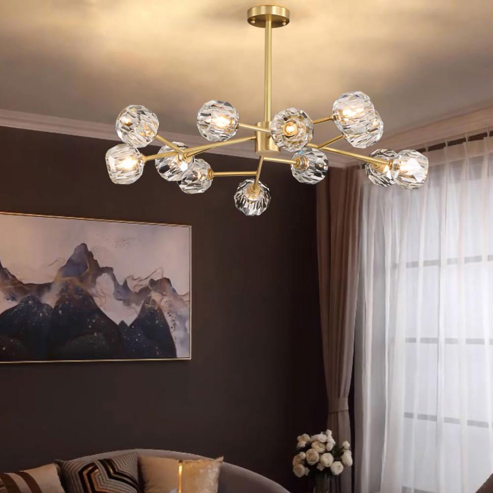 Lustra Suspension Lampe Boule en Cristal et Laiton en Grappe - Neutralighting