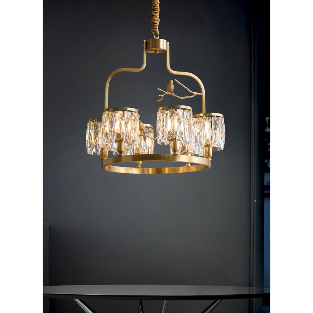 Zephyr Lustre En Cristal Et Laiton à Motif D'oiseau Créatif Individuel - Neutralighting