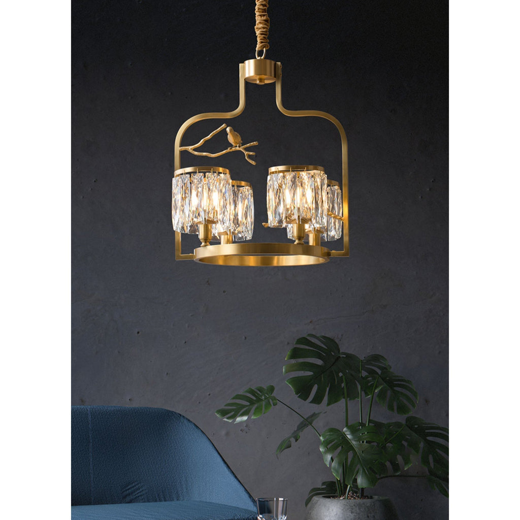 Zephyr Lustre En Cristal Et Laiton à Motif D'oiseau Créatif Individuel - Neutralighting