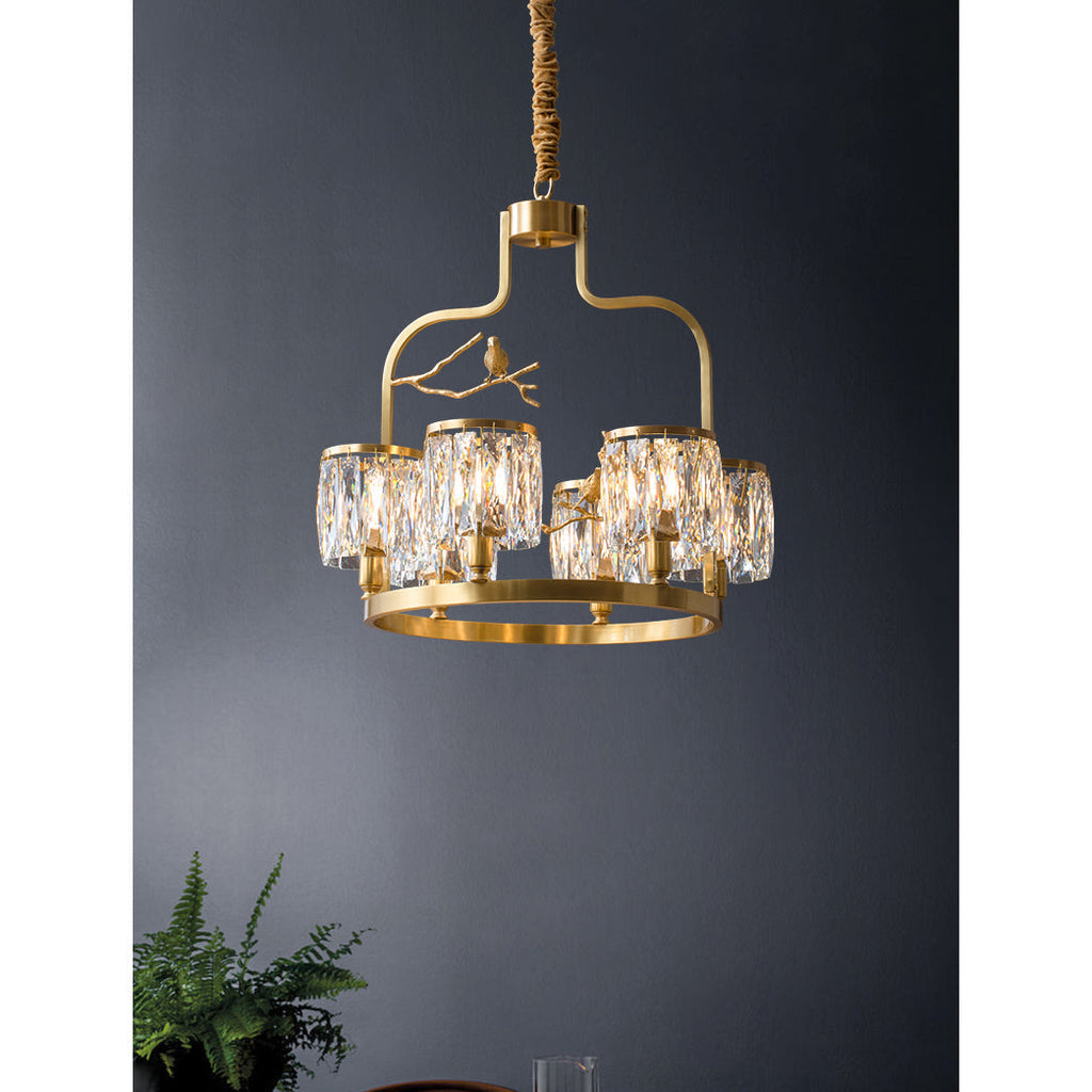 Zephyr Lustre En Cristal Et Laiton à Motif D'oiseau Créatif Individuel - Neutralighting