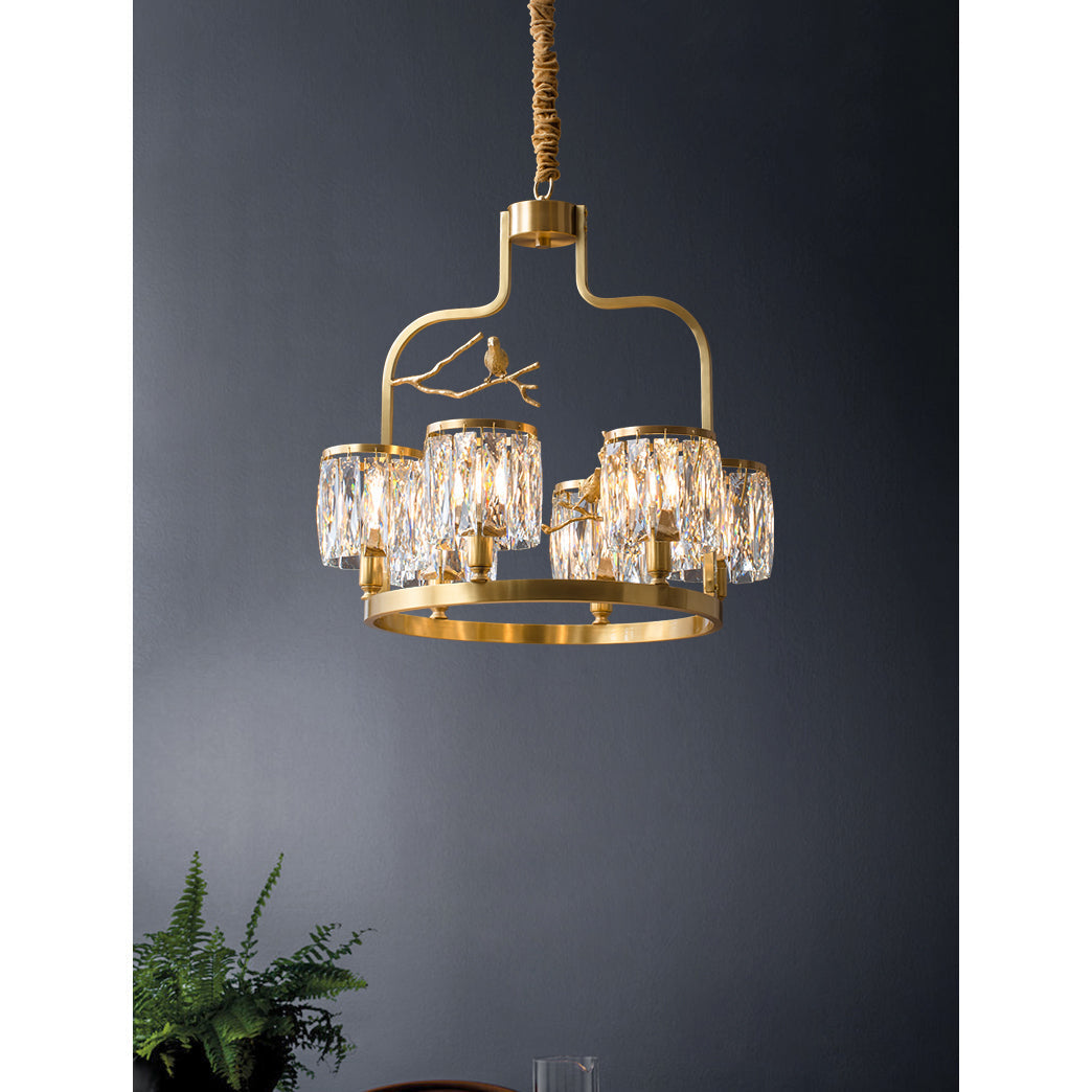 Zephyr Lustre En Cristal Et Laiton à Motif D'oiseau Créatif Individuel - Neutralighting