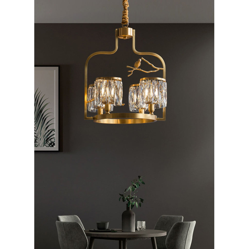 Zephyr Lustre En Cristal Et Laiton à Motif D'oiseau Créatif Individuel - Neutralighting