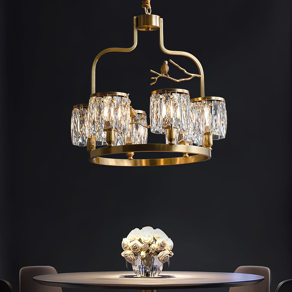 Zephyr Lustre En Cristal Et Laiton à Motif D'oiseau Créatif Individuel - Neutralighting