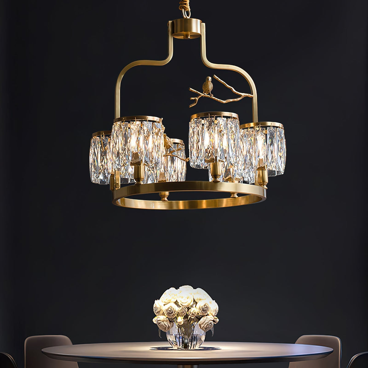 Zephyr Lustre En Cristal Et Laiton à Motif D'oiseau Créatif Individuel - Neutralighting
