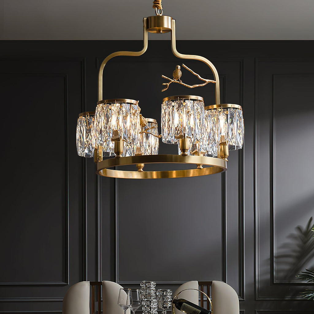 Zephyr Lustre En Cristal Et Laiton à Motif D'oiseau Créatif Individuel - Neutralighting