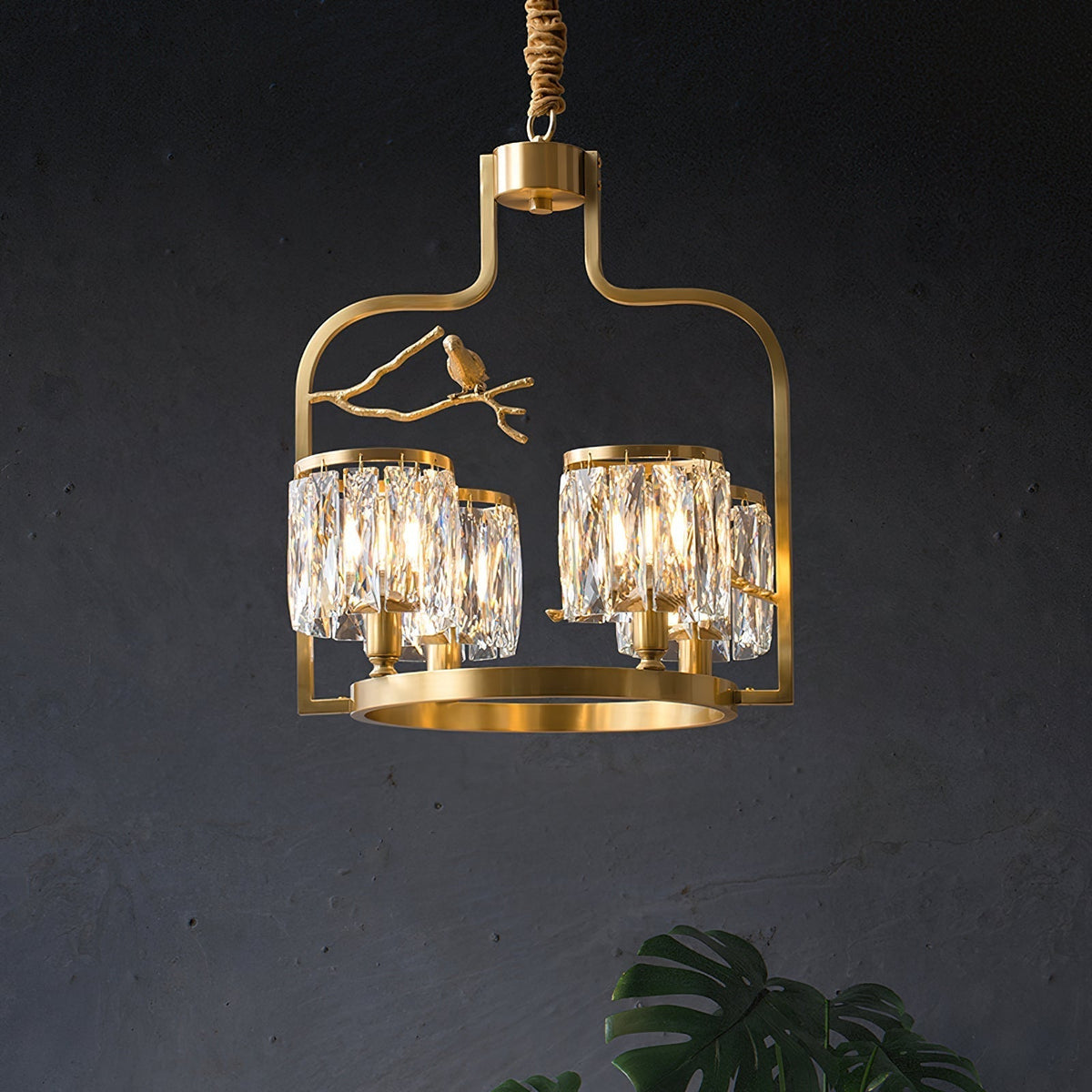 Zephyr Lustre En Cristal Et Laiton à Motif D'oiseau Créatif Individuel - Neutralighting