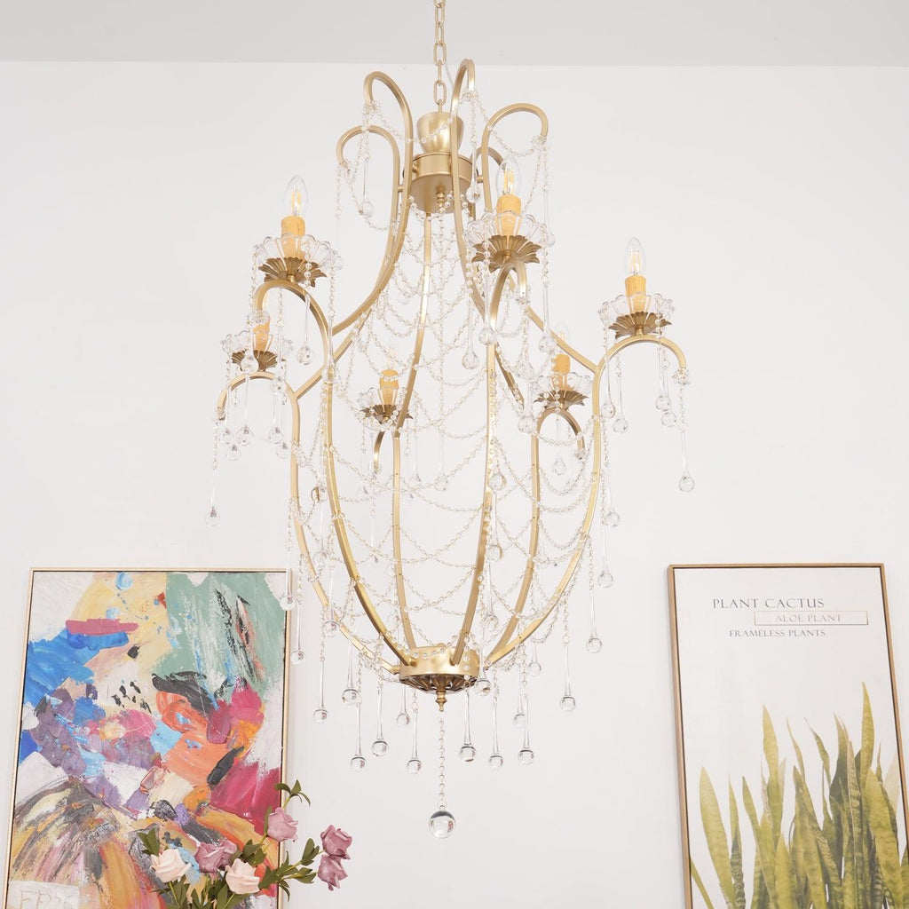 Lustra Chandelier Cage à Oiseaux avec Gouttes en Verre - Neutralighting