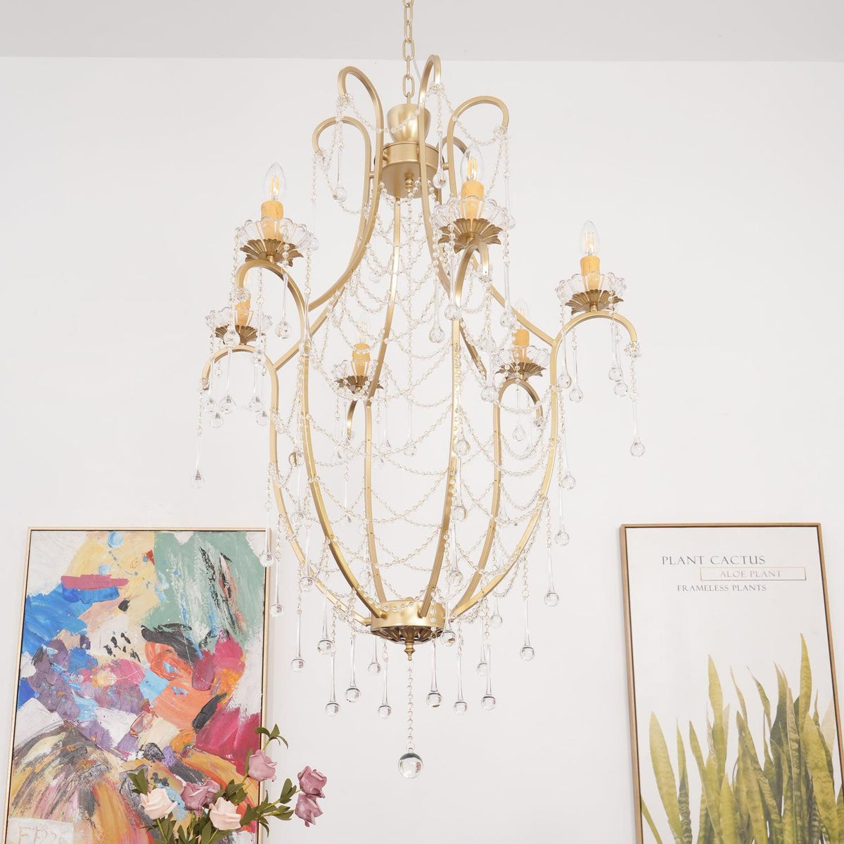 Lustra Chandelier Cage à Oiseaux avec Gouttes en Verre - Neutralighting