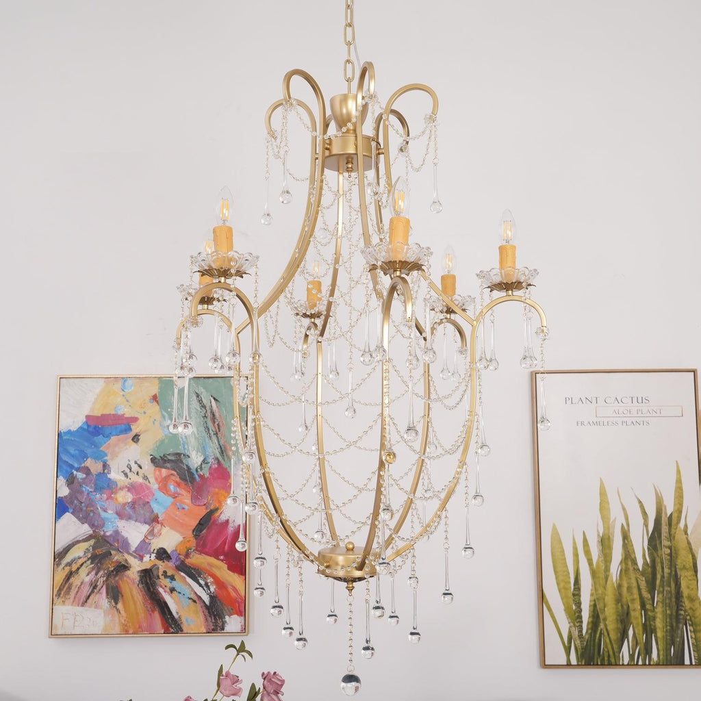 Lustra Chandelier Cage à Oiseaux avec Gouttes en Verre - Neutralighting