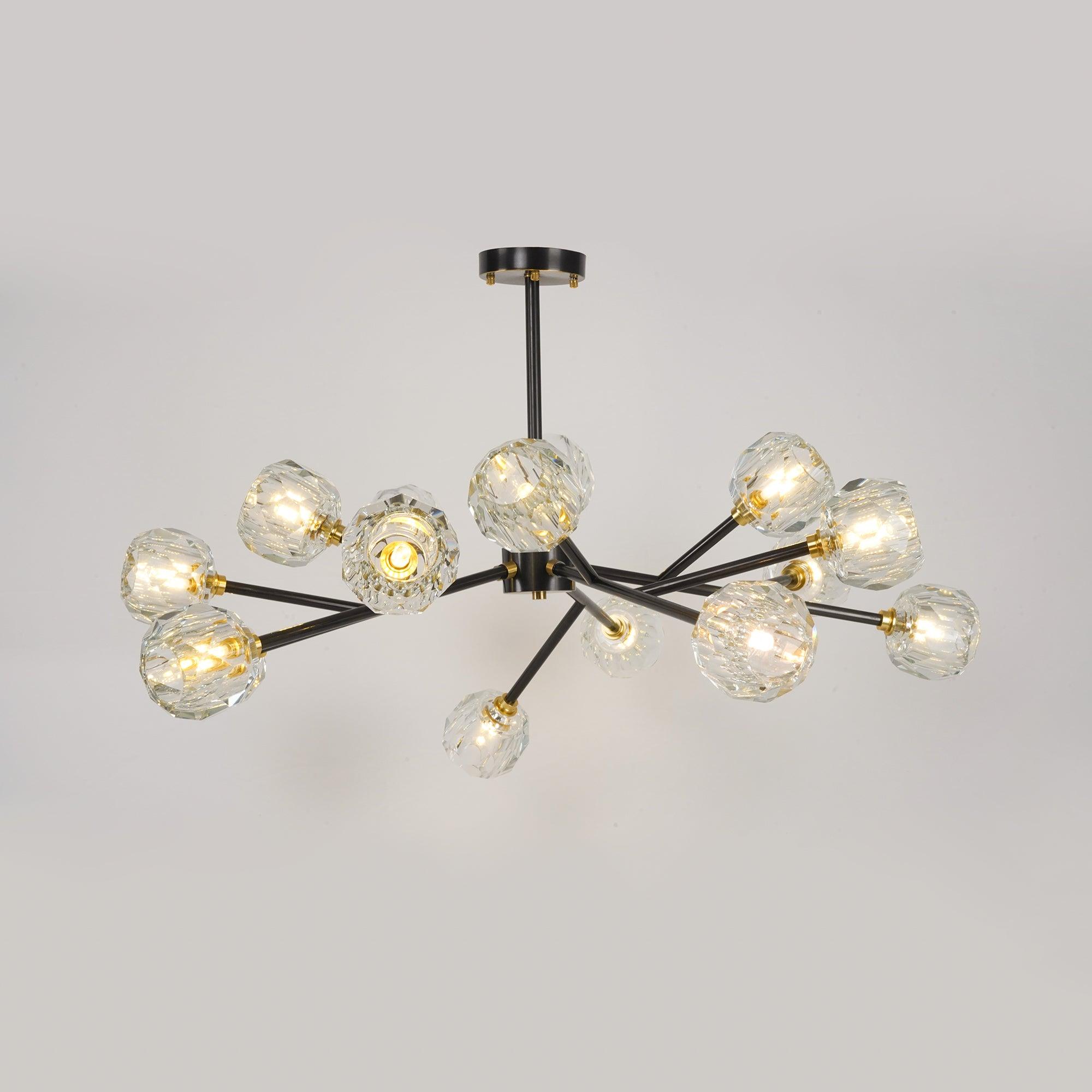 Lustra Suspension Lampe Boule en Cristal et Laiton en Grappe - Neutralighting