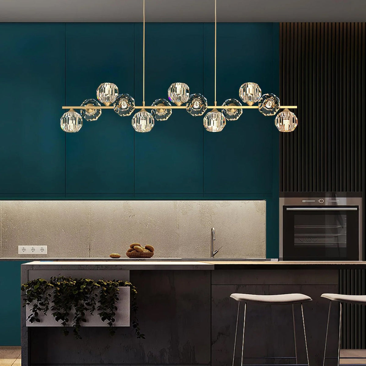 Vavynor Lustre Luxueux Boule Laiton Cristal Verre - Neutralighting