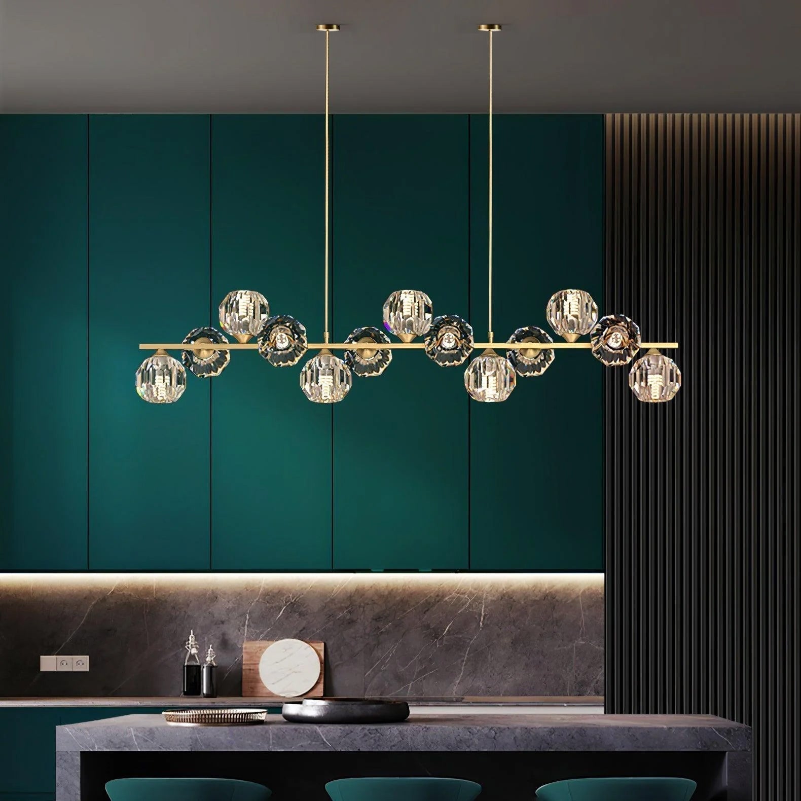 Vavynor Lustre Luxueux Boule Laiton Cristal Verre - Neutralighting