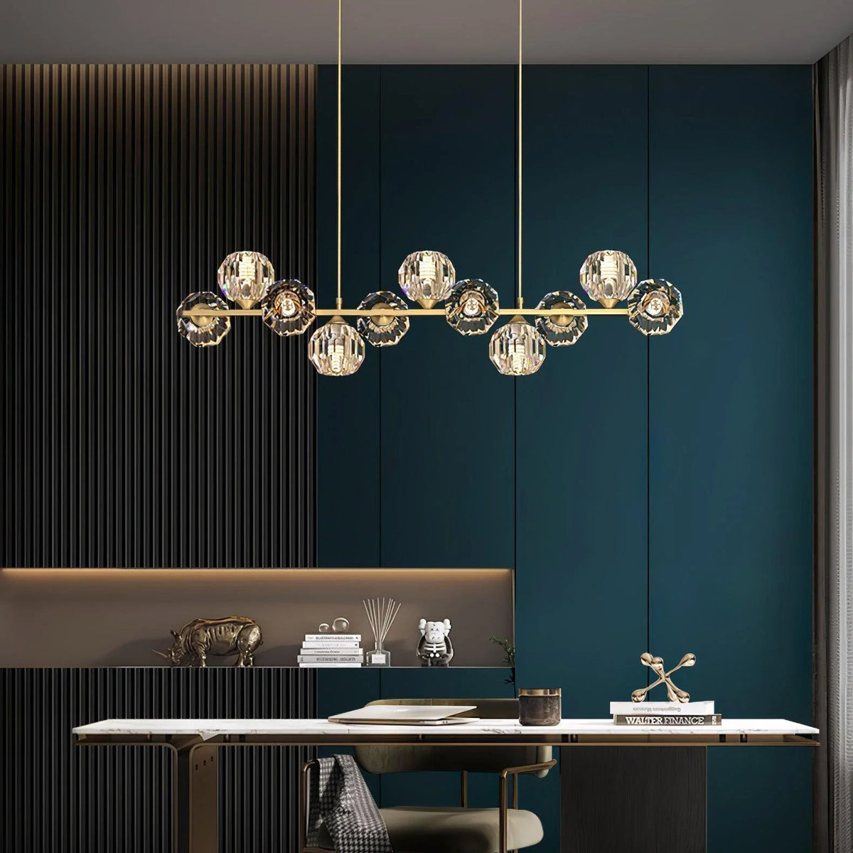 Vavynor Lustre Luxueux Boule Laiton Cristal Verre - Neutralighting