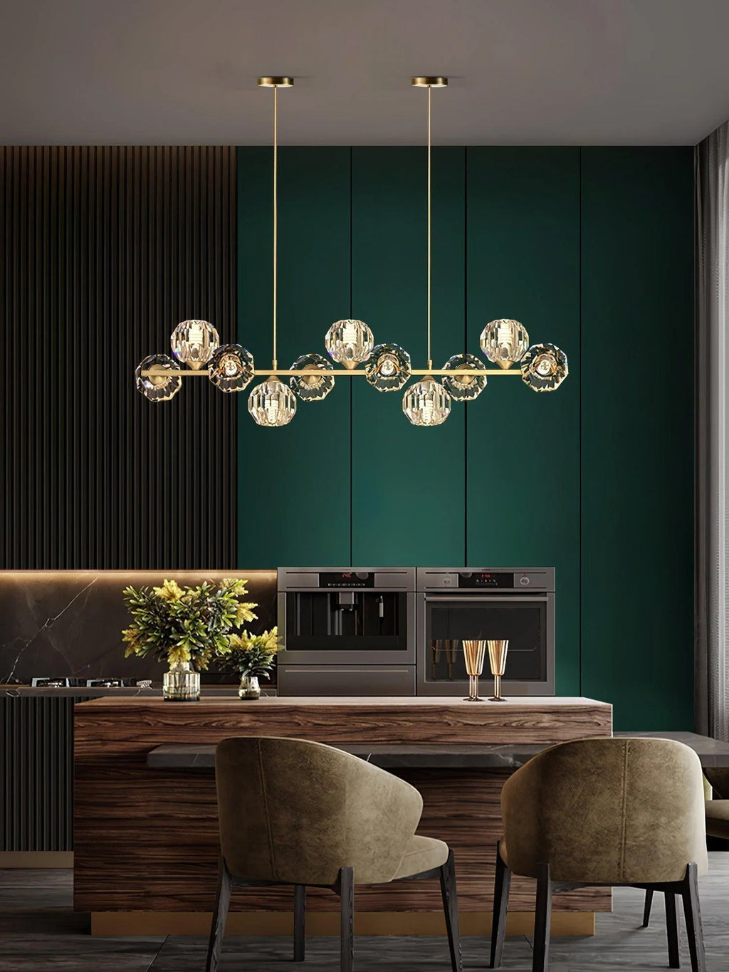 Vavynor Lustre Luxueux Boule Laiton Cristal Verre - Neutralighting