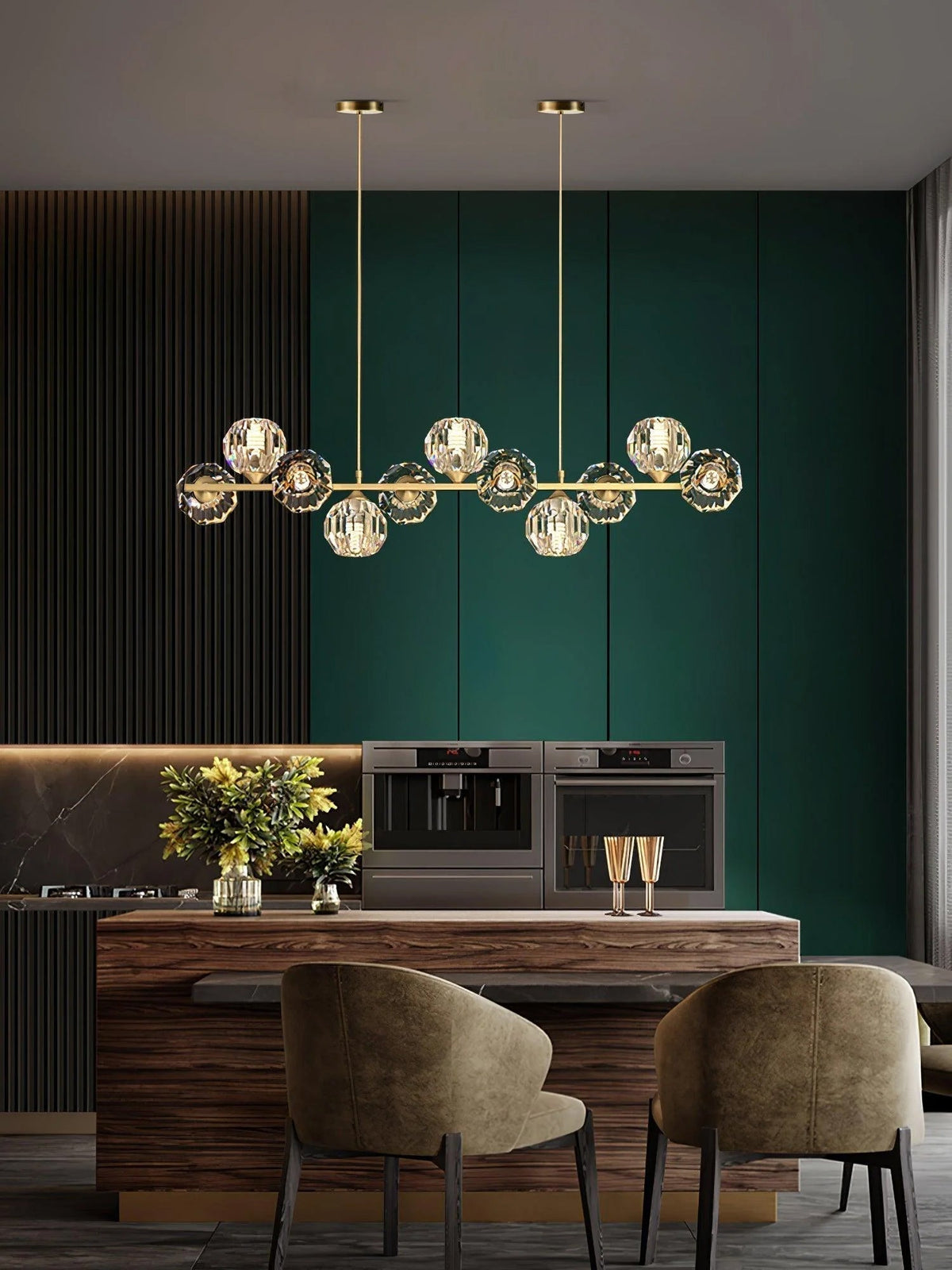 Vavynor Lustre Luxueux Boule Laiton Cristal Verre - Neutralighting