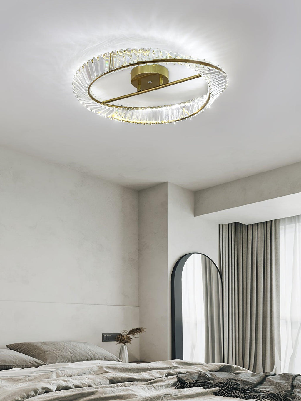 Lustra Plafonnier Anneaux en Cristal et Acier Inoxydable - Neutralighting