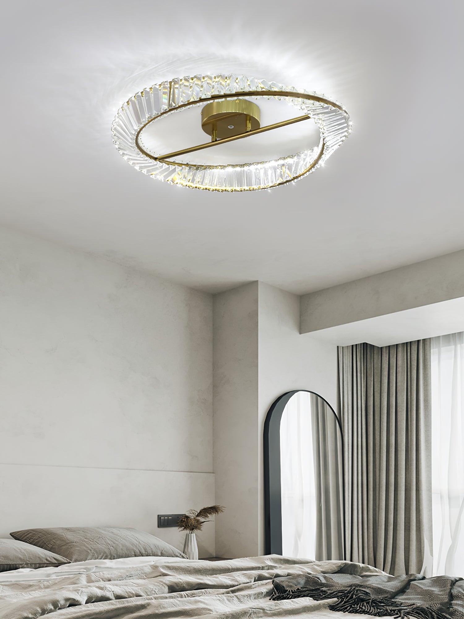 Lustra Plafonnier Anneaux en Cristal et Acier Inoxydable - Neutralighting