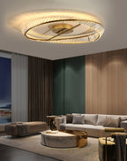 Lustra Plafonnier Anneaux en Cristal et Acier Inoxydable - Neutralighting