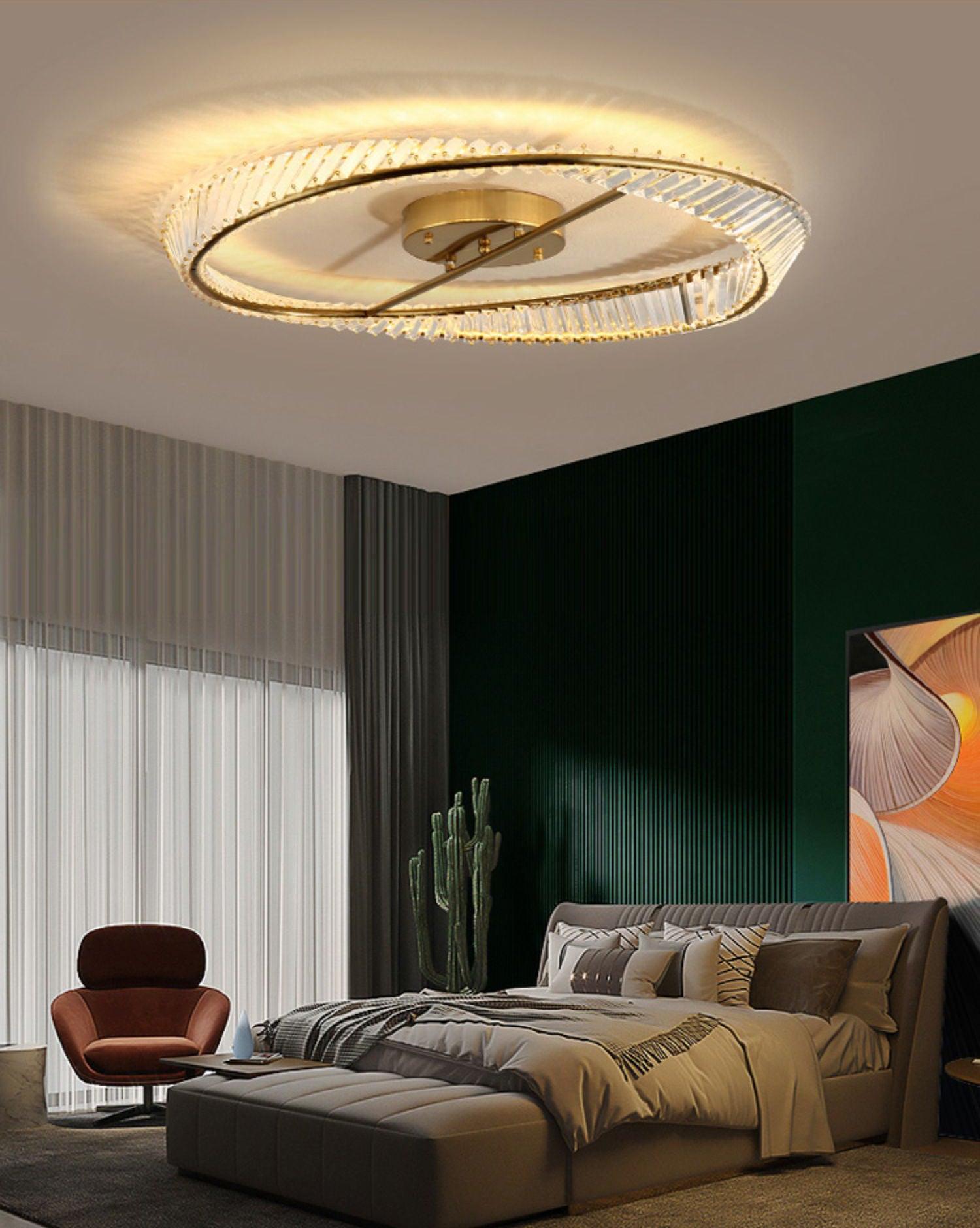Lustra Plafonnier Anneaux en Cristal et Acier Inoxydable - Neutralighting
