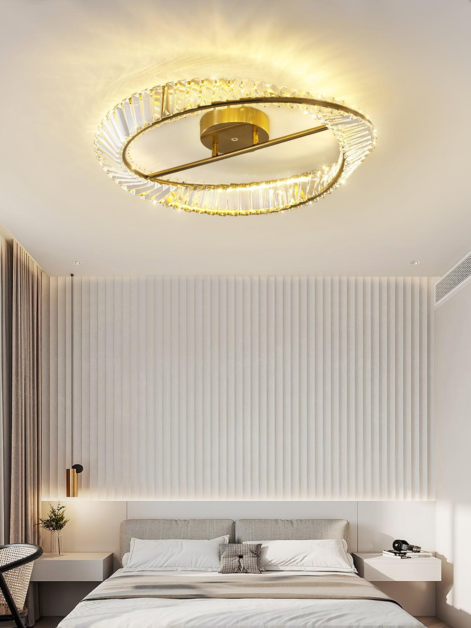 Lustra Plafonnier Anneaux en Cristal et Acier Inoxydable - Neutralighting