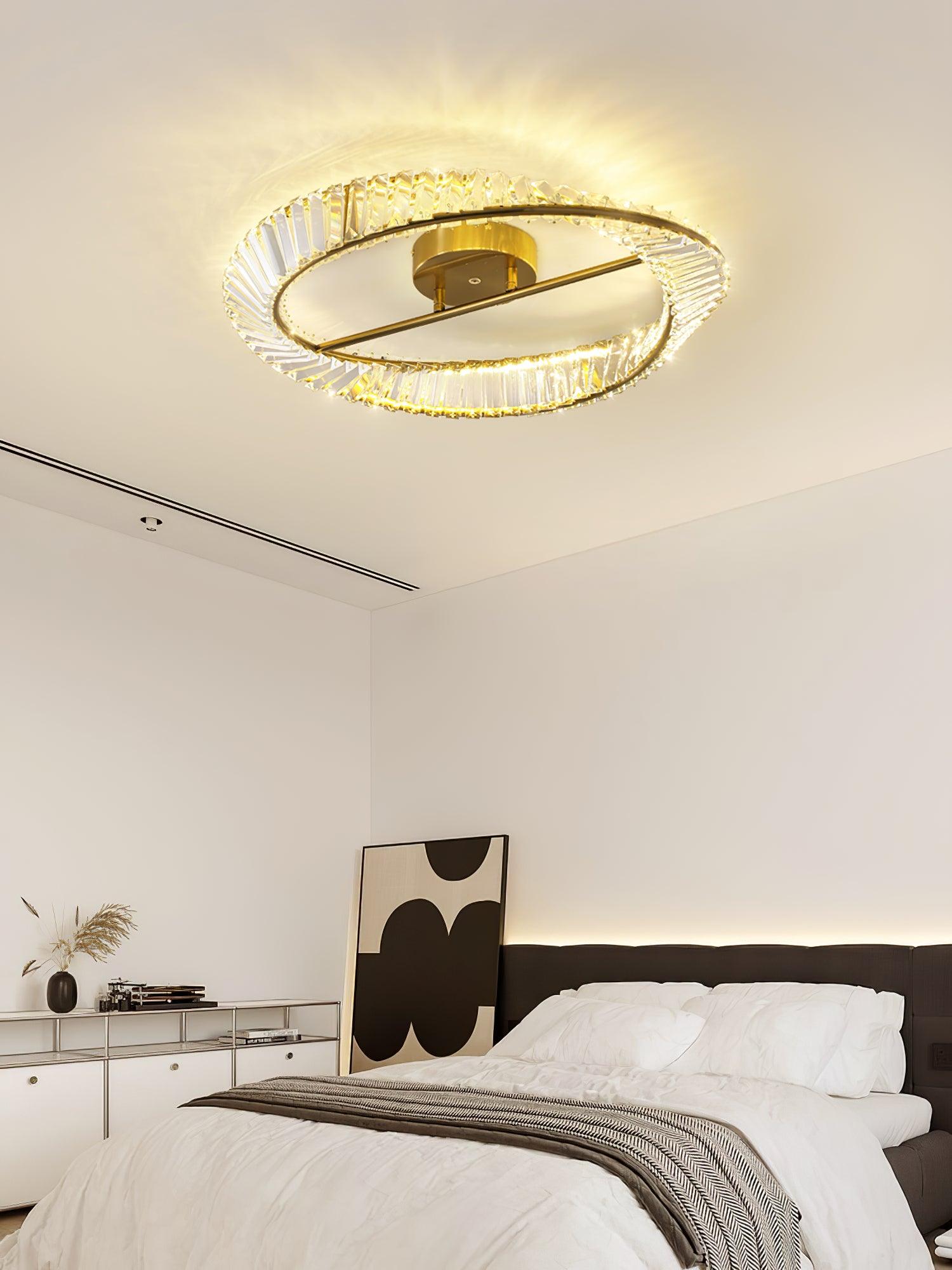 Lustra Plafonnier Anneaux en Cristal et Acier Inoxydable - Neutralighting