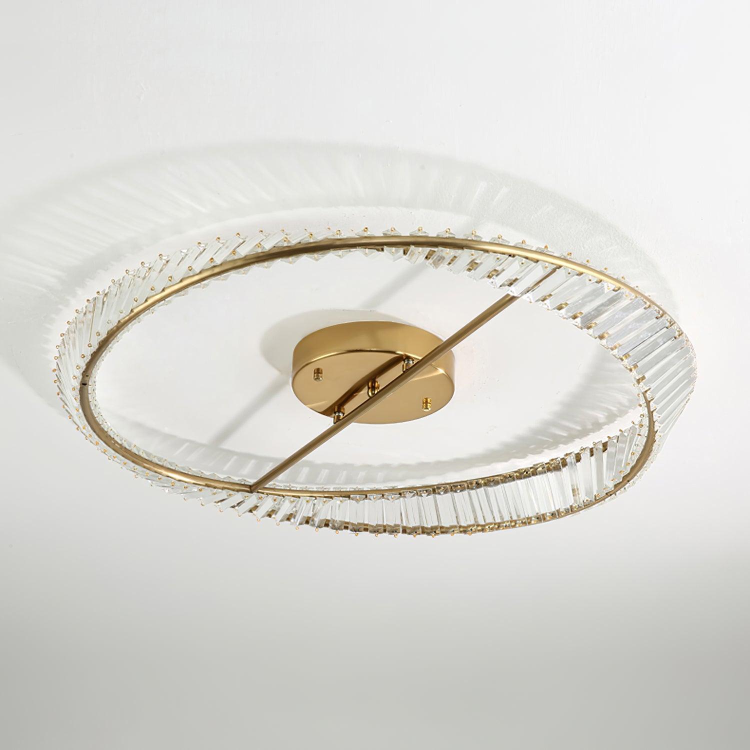 Lustra Plafonnier Anneaux en Cristal et Acier Inoxydable - Neutralighting