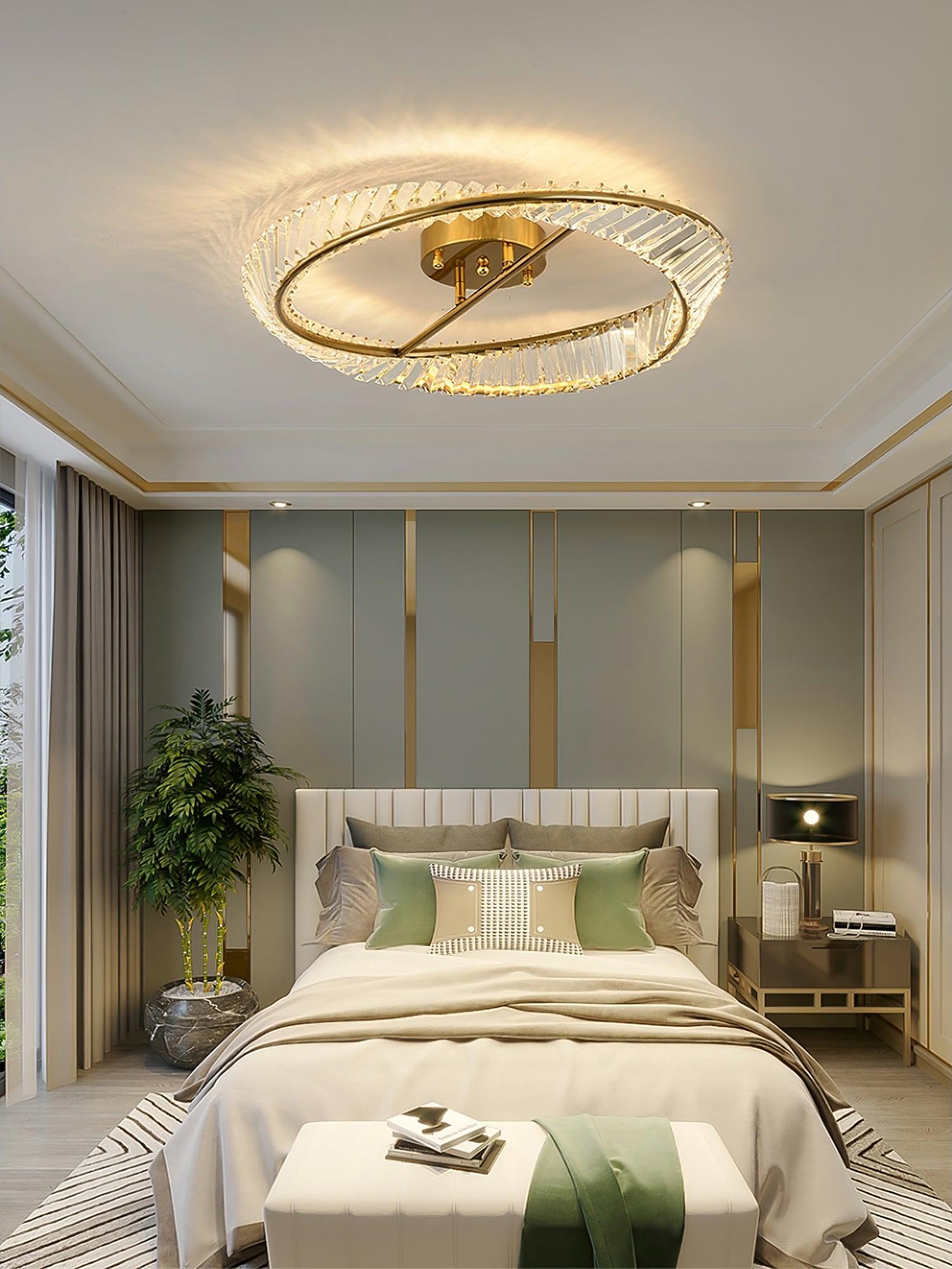Lustra Plafonnier Anneaux en Cristal et Acier Inoxydable - Neutralighting