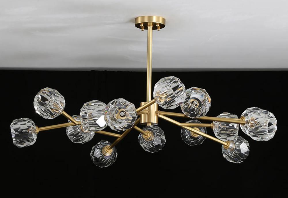 Lustra Suspension Lampe Boule en Cristal et Laiton en Grappe - Neutralighting