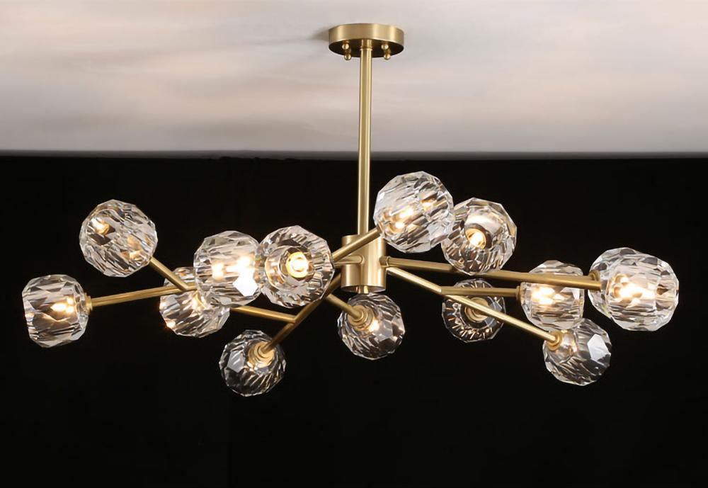 Lustra Suspension Lampe Boule en Cristal et Laiton en Grappe - Neutralighting