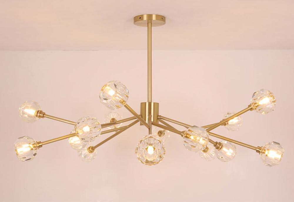 Lustra Suspension Lampe Boule en Cristal et Laiton en Grappe - Neutralighting
