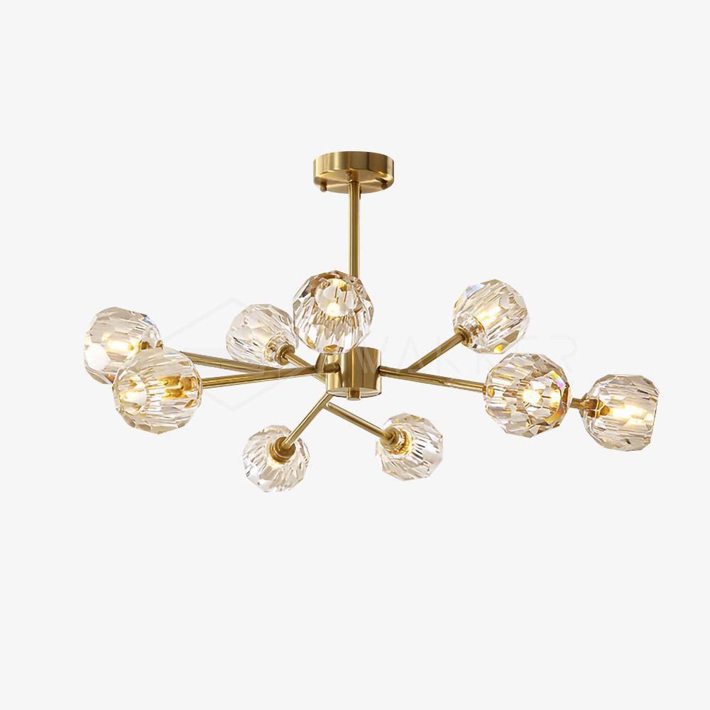Lustra Suspension Lampe Boule en Cristal et Laiton en Grappe - Neutralighting
