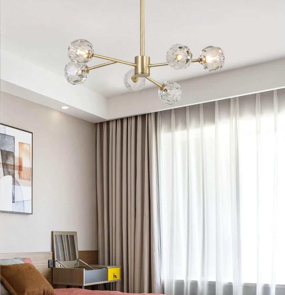 Lustra Suspension Lampe Boule en Cristal et Laiton en Grappe - Neutralighting