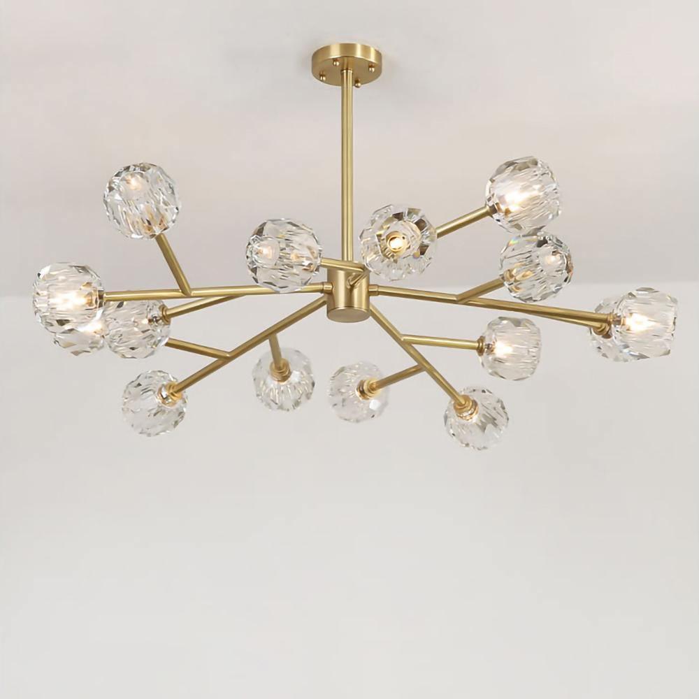 Lustra Suspension Lampe Boule en Cristal et Laiton en Grappe - Neutralighting
