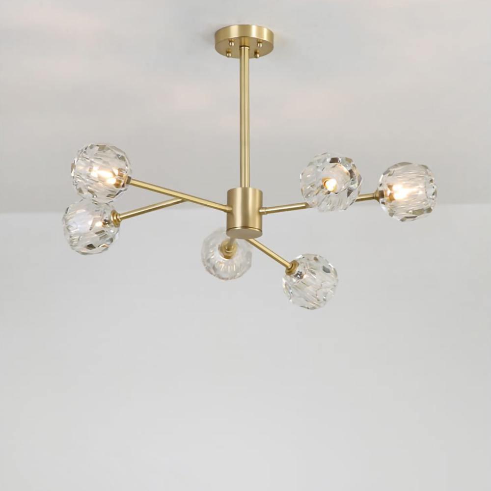 Lustra Suspension Lampe Boule en Cristal et Laiton en Grappe - Neutralighting