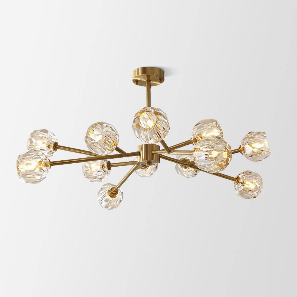 Lustra Suspension Lampe Boule en Cristal et Laiton en Grappe - Neutralighting