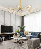 Lustra Suspension Lampe Boule en Cristal et Laiton en Grappe - Neutralighting