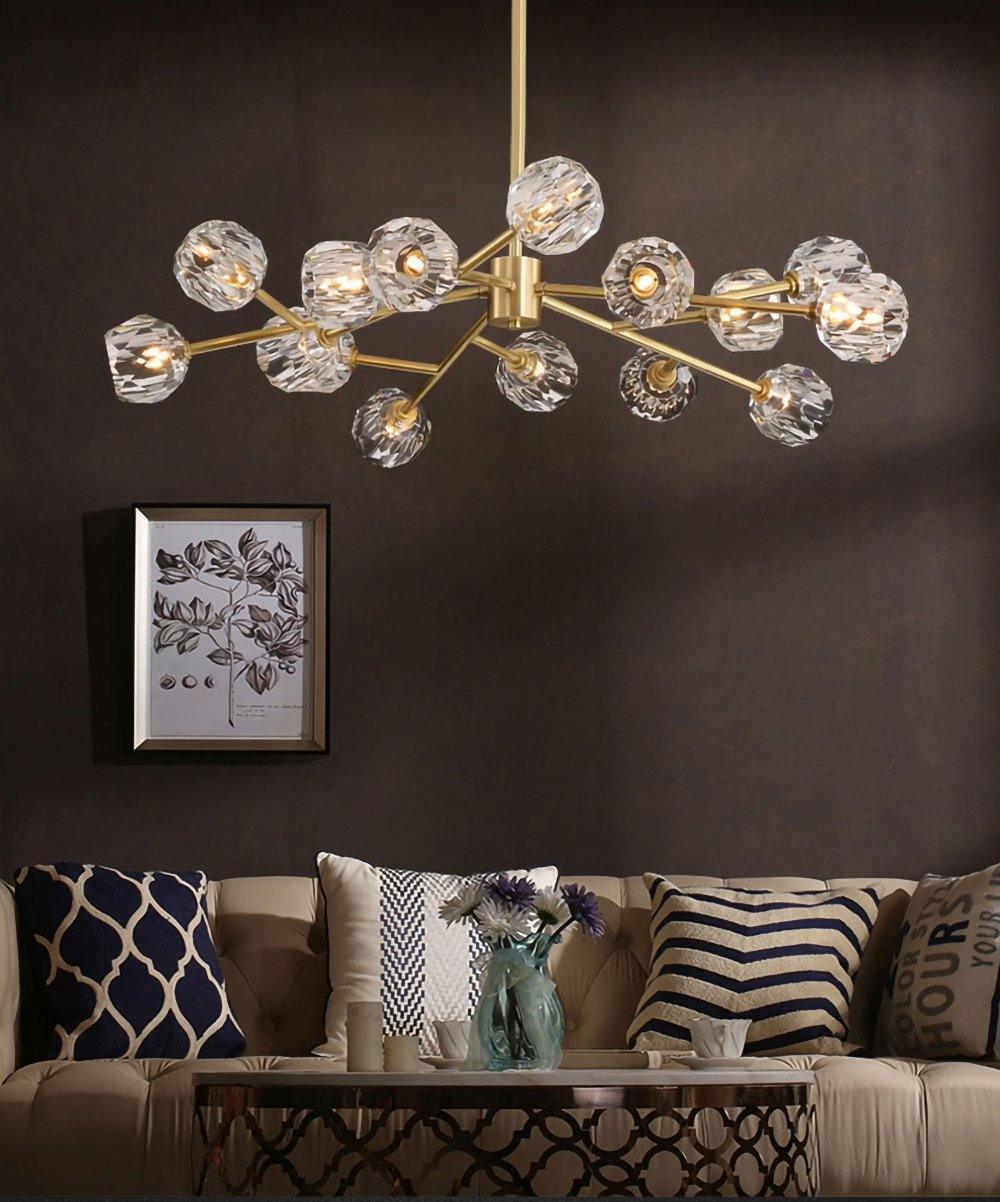Lustra Suspension Lampe Boule en Cristal et Laiton en Grappe - Neutralighting
