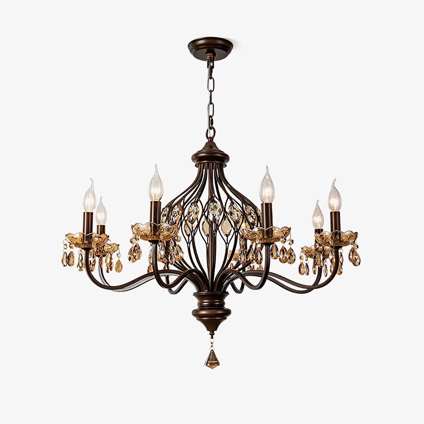 Enorel Chandelier en Bronze Vintage avec Cristaux - Neutralighting