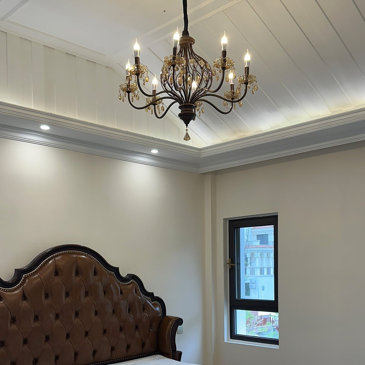 Enorel Chandelier en Bronze Vintage avec Cristaux - Neutralighting