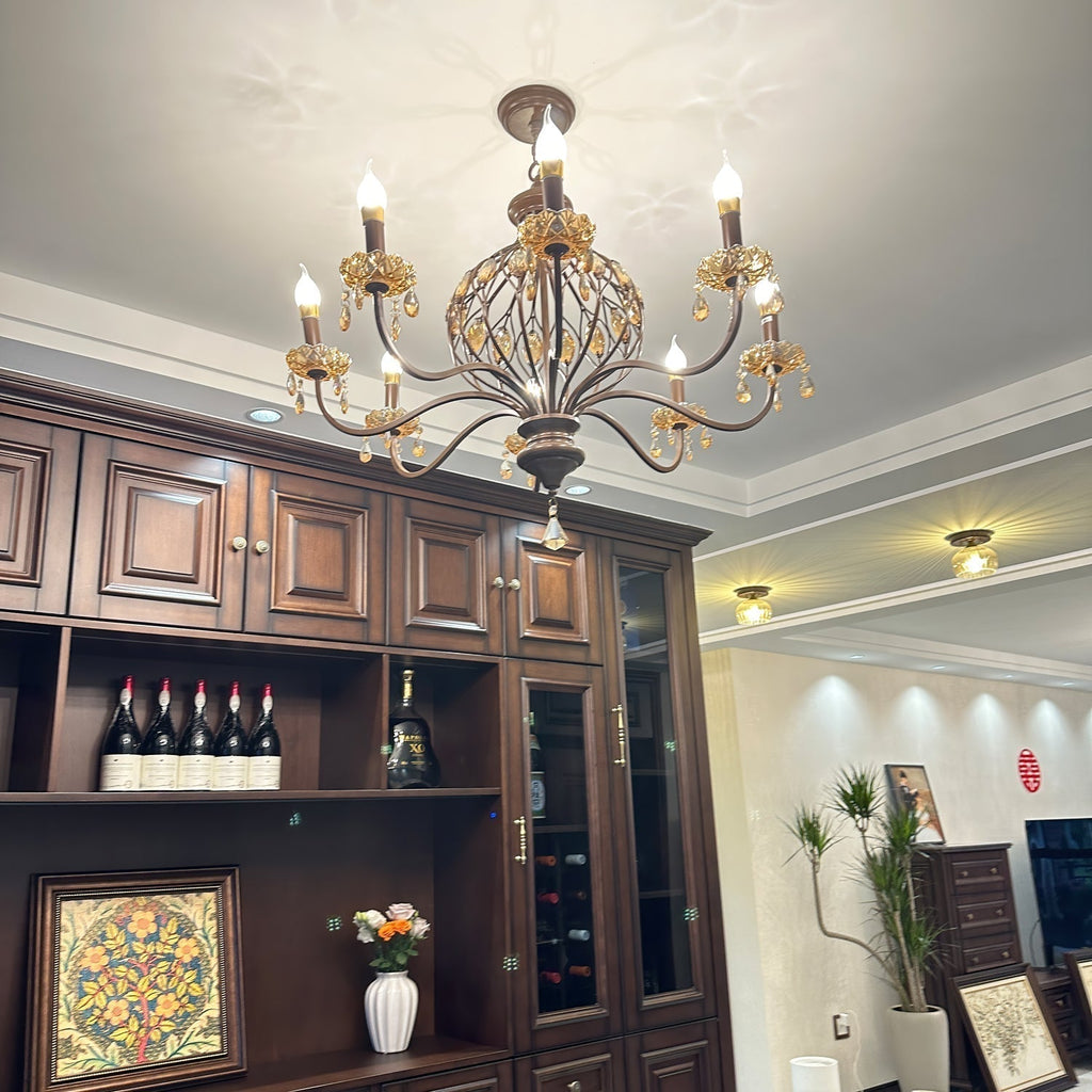 Enorel Chandelier en Bronze Vintage avec Cristaux - Neutralighting