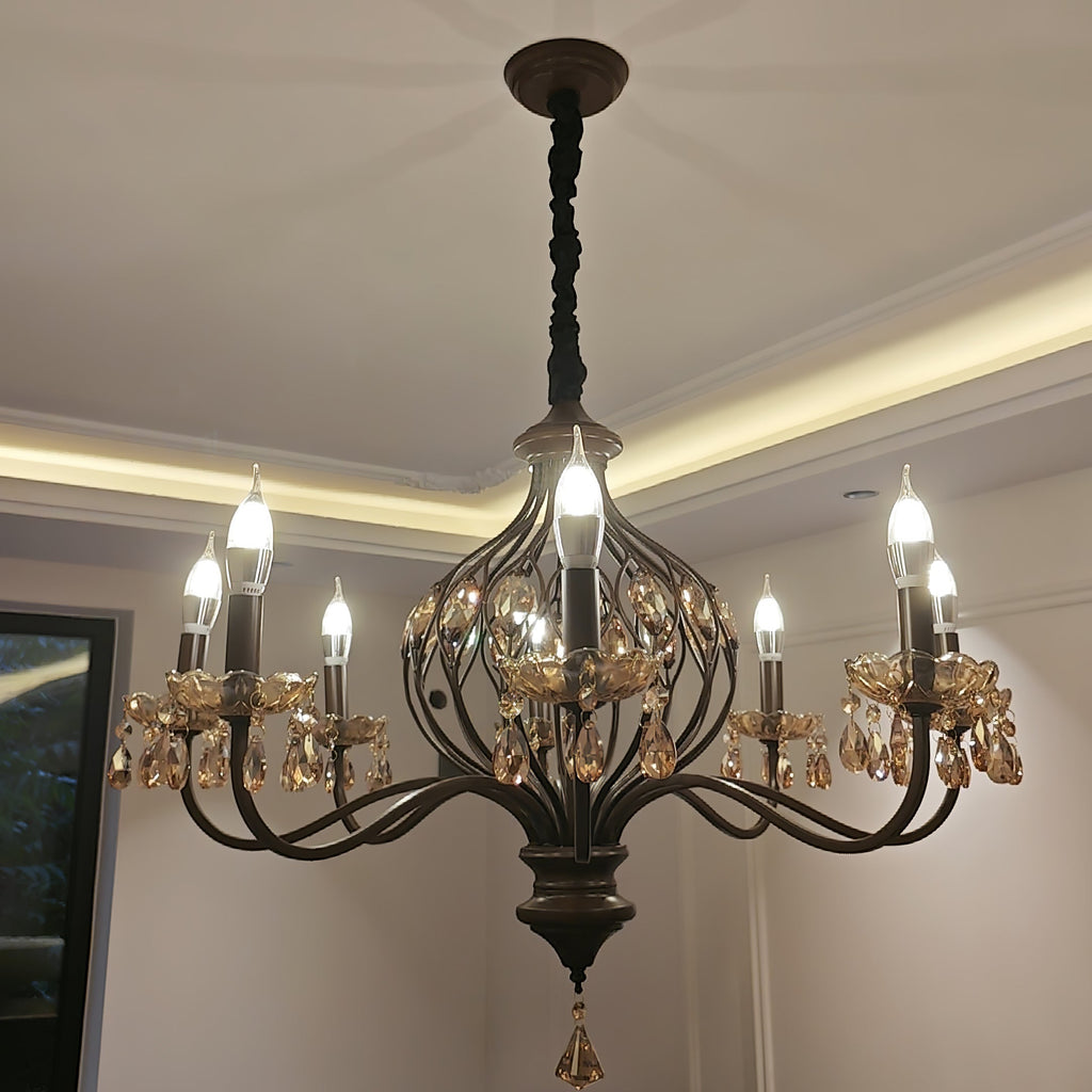 Enorel Chandelier en Bronze Vintage avec Cristaux - Neutralighting