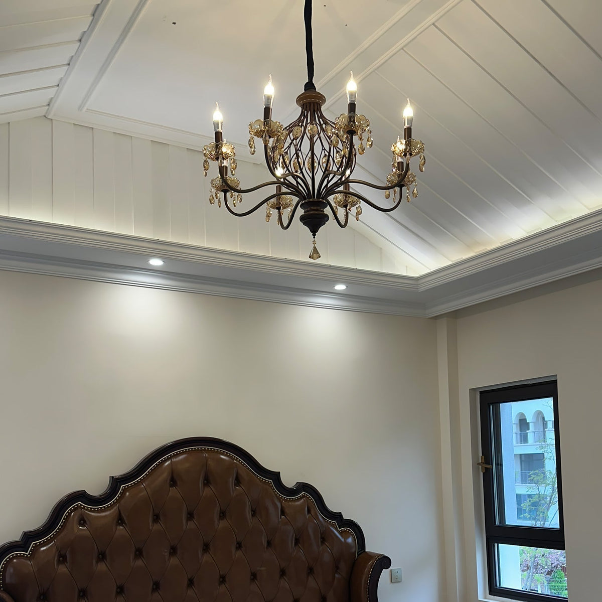 Enorel Chandelier en Bronze Vintage avec Cristaux - Neutralighting
