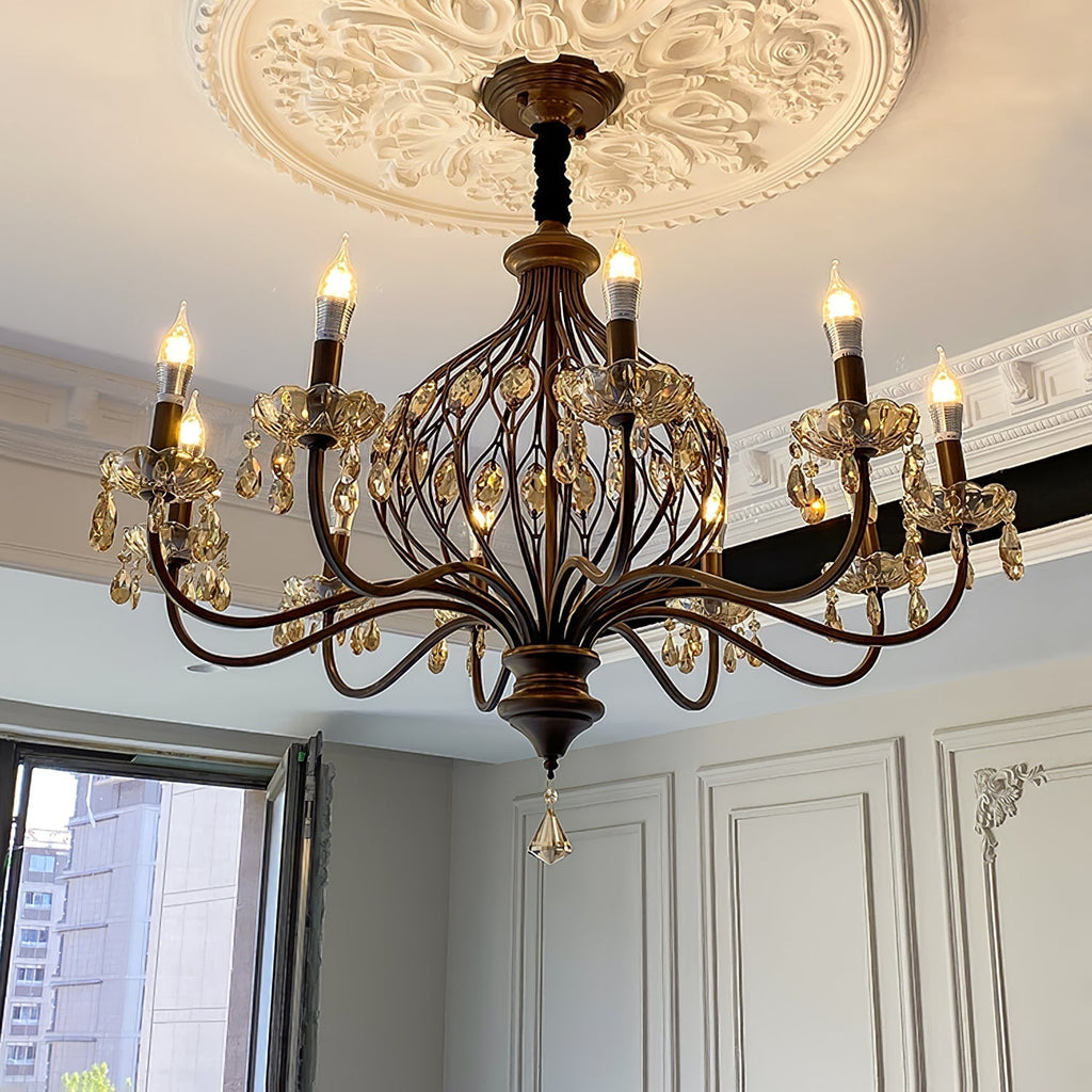Enorel Chandelier en Bronze Vintage avec Cristaux - Neutralighting