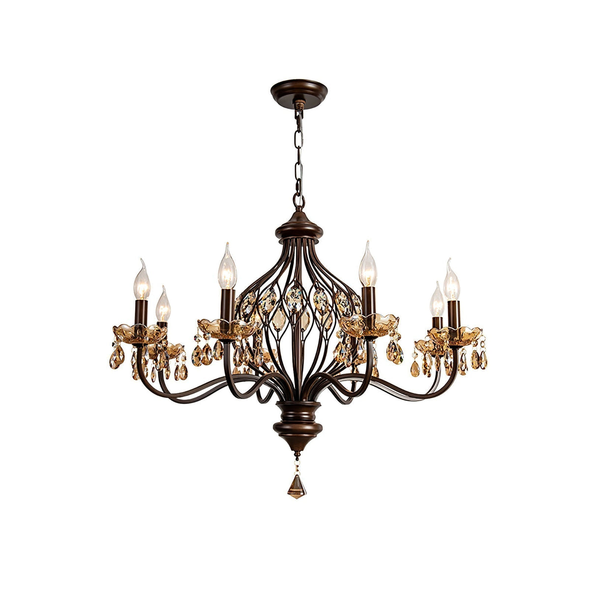 Enorel Chandelier en Bronze Vintage avec Cristaux - Neutralighting