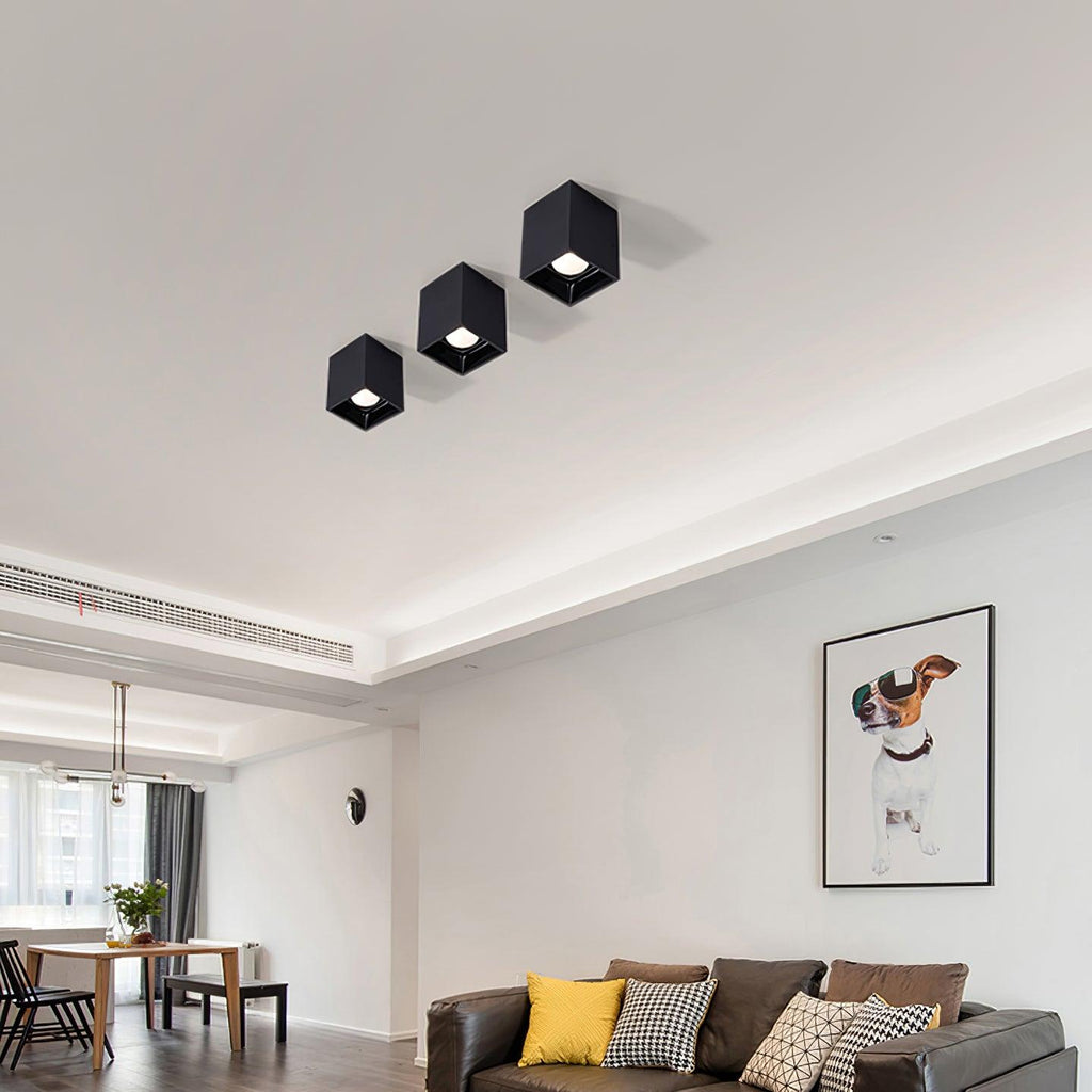 Lustra Plafonnier Cube Carré Noir Projecteur - Neutralighting