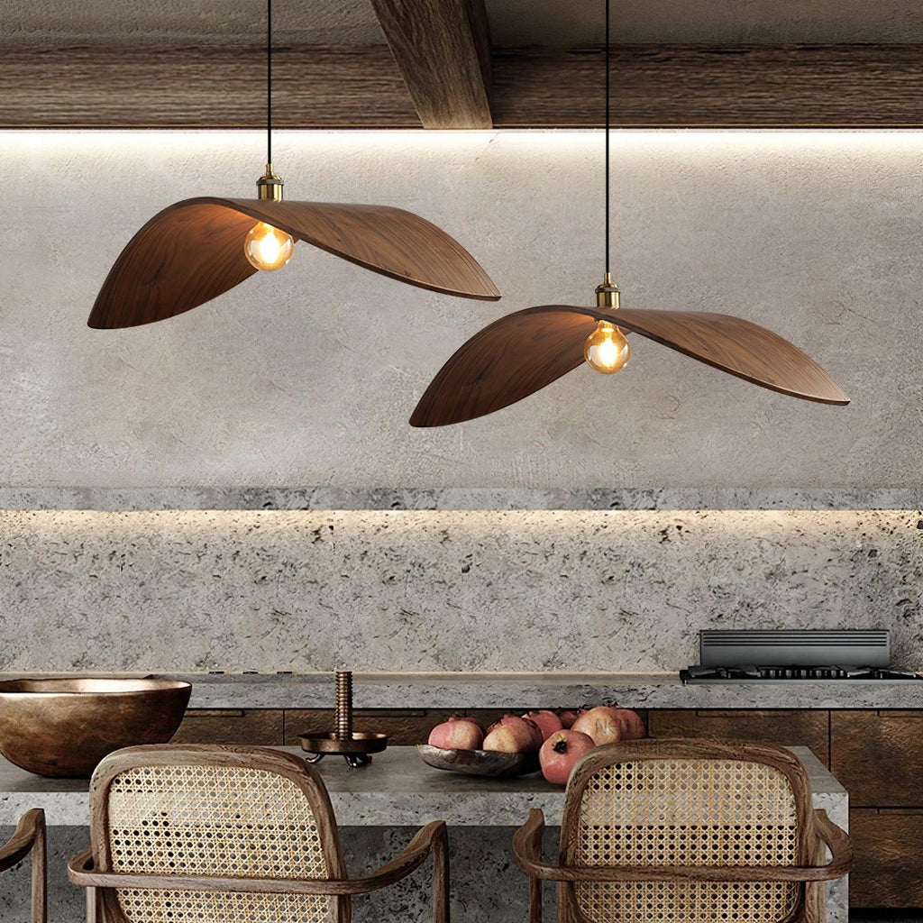 Muto Suspension Incuvré Minimaliste, Metal/Bois, Bois, Chambre - Neutralighting